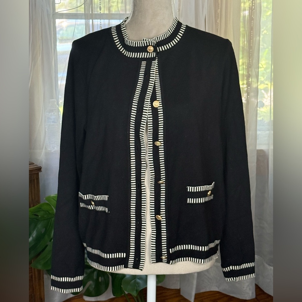 Adrianna Papell Black and White Women's Cardigan